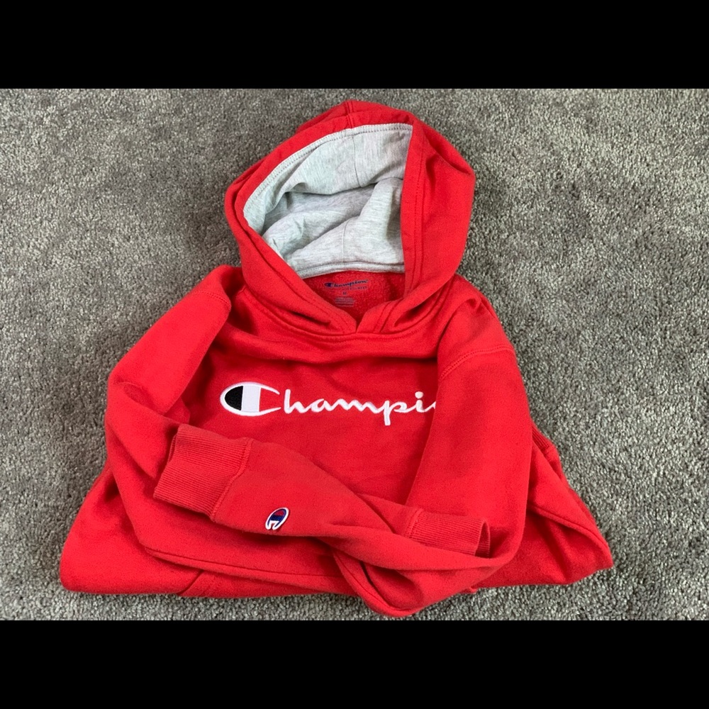 Red champion boys hoodie